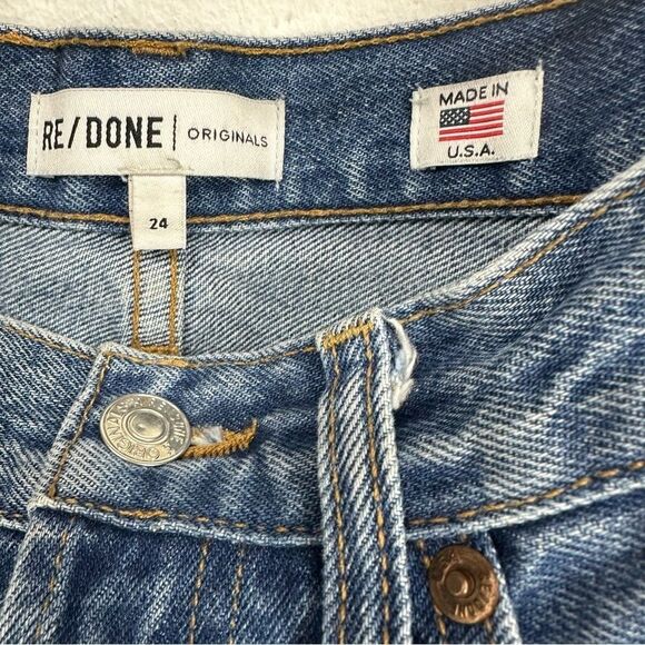 Re/Done Originals size 24 Square Destroyed High Waist Raw Hem Ankle Jeans - Picture 6 of 13